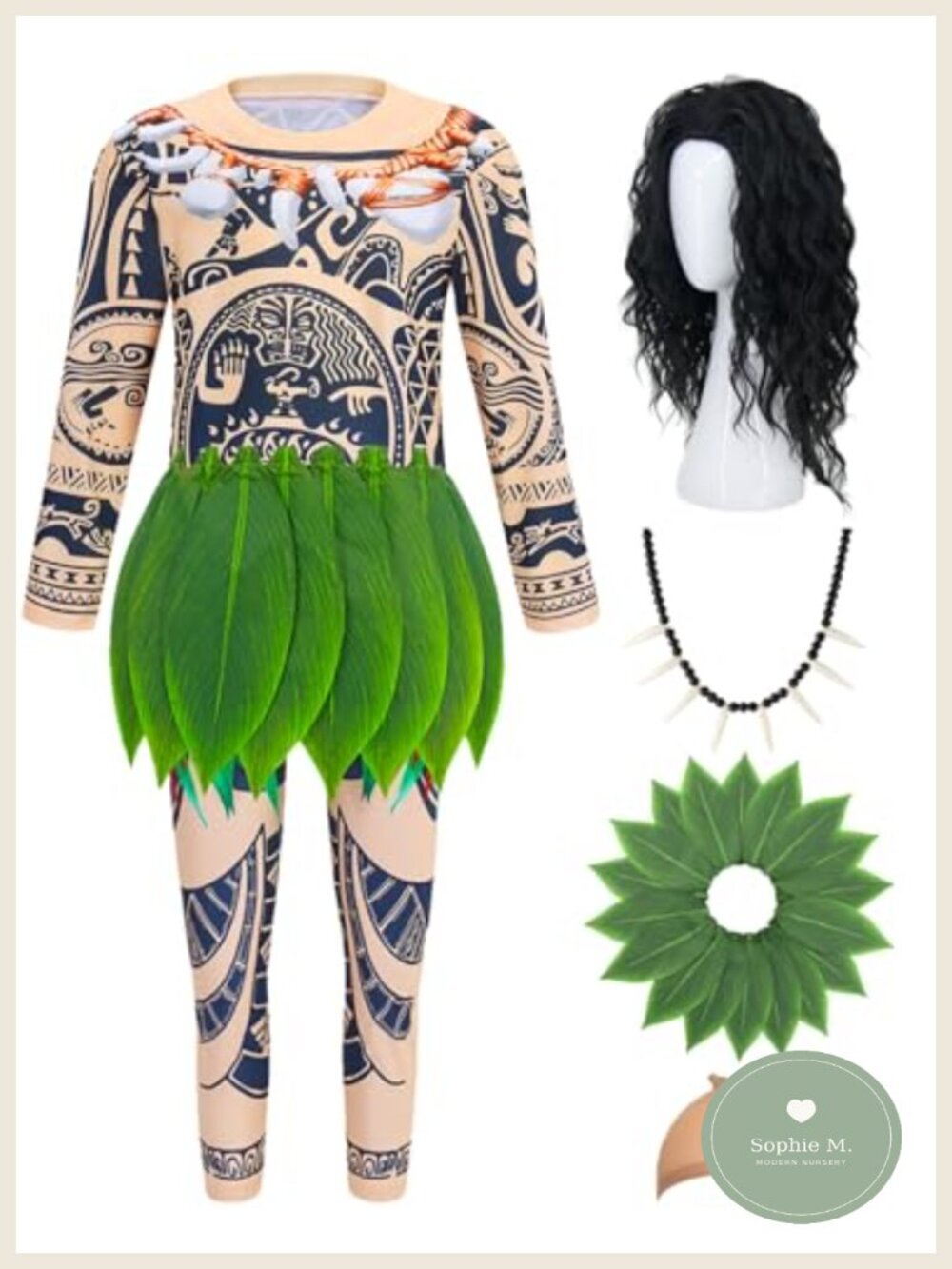 Kids Halloween Costume Boys Ocean Pirate Shirt Pants Wig Set